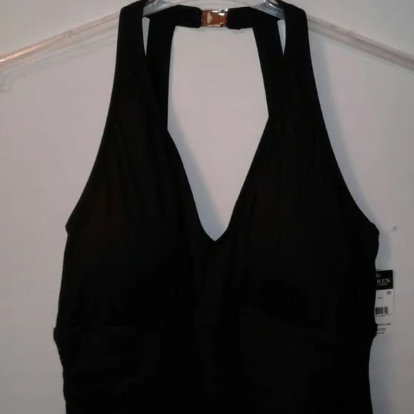 Ralph Lauren Black 1-piece Halter Swimsuit Plus - Picture 2 of 9